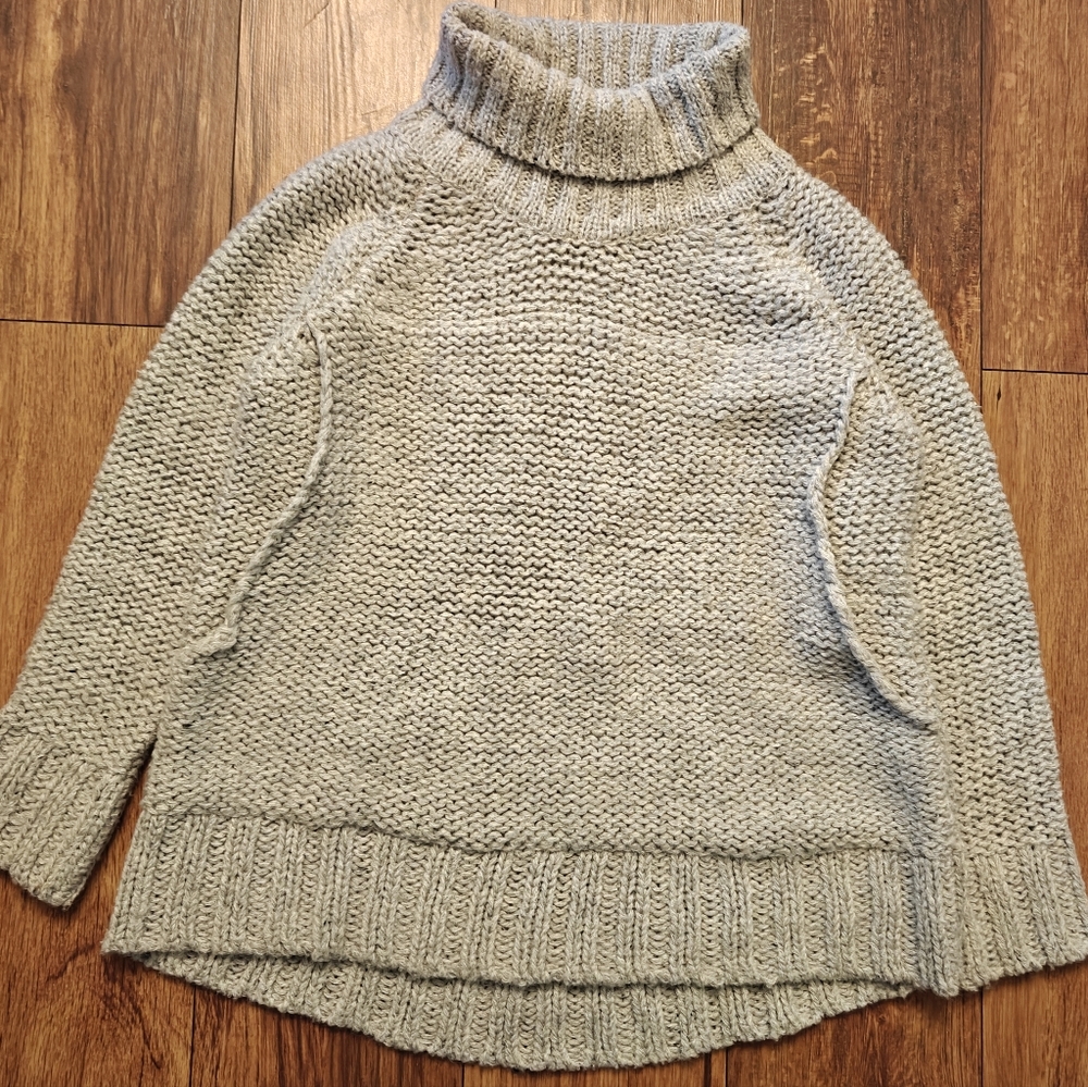 Project AJ117 Chunky Cable Knit Turtleneck Sweater Neutral‎ Wool Blend Women's S